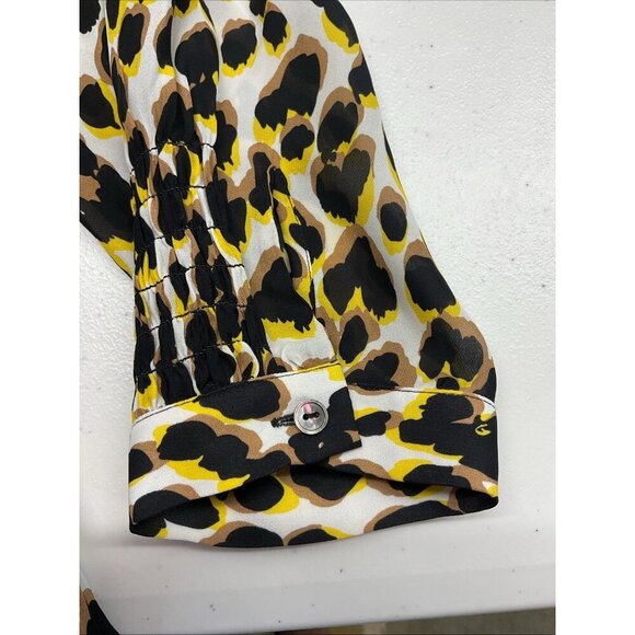 KOBI HALPERIN Ali silk blend‎ leopard Blouse size XL career long sleeve - Picture 7 of 11